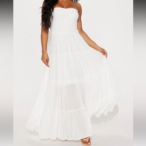 Fashion Nova White Tube Top Maxi Dress